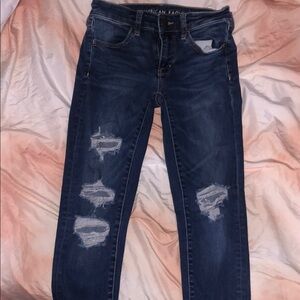 American Eagle Outfitters Blue Skinny Jeans Distressed